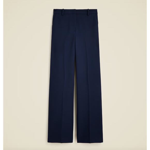J.Crew Tall Wide Leg Trouser Four Season Stretch High Rise Navy US 10 T NWT - Picture 1 of 13